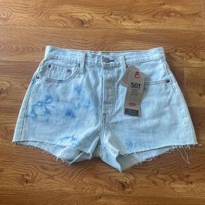 Levi’s 501 High Rise Jean Shorts Partly Cloudy Blue 29